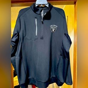 ANTIGUA RAIDERS MENS BLACK LOGO GENERATION LONG SLEEVE 1/4 ZIP PULLOVER